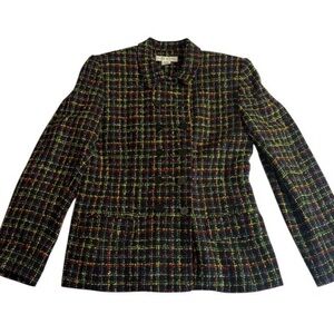 Chaus Black Multicolor Tweed Tailored Blazer. Size 10